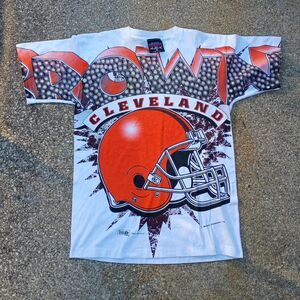 RARE Vintage 90s Cleveland Browns Magic Johnson Tees NFL T-shirt Size M